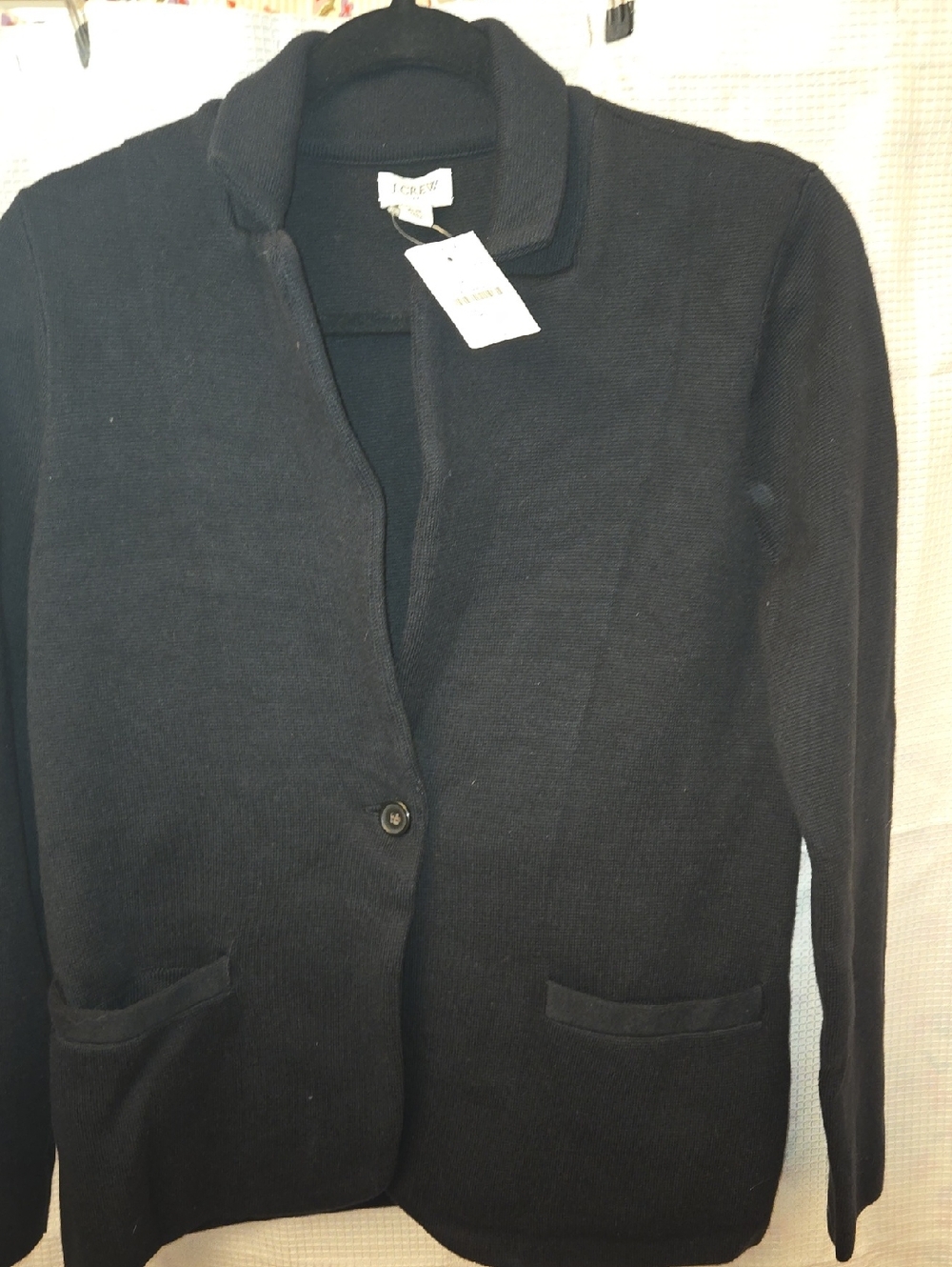 J.Crew Black Knit Blazer NWT Petite Small 100% Cotton